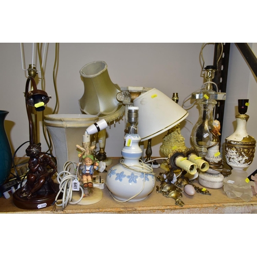 641 - A GROUP OF TABLE LAMPS AND LIGHT FITTINGS, to include Hummel 'Apple Tree Boy' lamp base, HUM230, hei... 