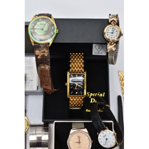 65 - A BOX OF WRISTWATCHES, of various designs, to include names such as 'Citron, Limit' etc