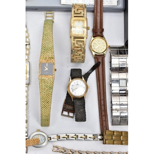 65 - A BOX OF WRISTWATCHES, of various designs, to include names such as 'Citron, Limit' etc