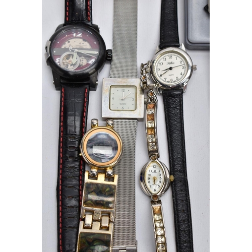 65 - A BOX OF WRISTWATCHES, of various designs, to include names such as 'Citron, Limit' etc