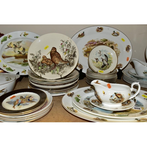 658 - A LARGE QUANTITY OF WILD FOWL THEMED DINNER AND TEA WARES, etc, to include six boxed Wedgwood 'Shoot... 