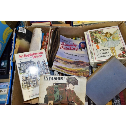 664 - FIVE BOXES OF VARIOUS BOOKS, to include Aircraft, Railway, boxed Penguin set 'English Journeys', box... 