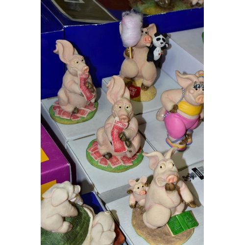 669 - TWENTY TWO BOXED DAVID CORBRIDGE PIGGINS, comprising limited edition 'Piggin Monday' No 3481/3500, w... 