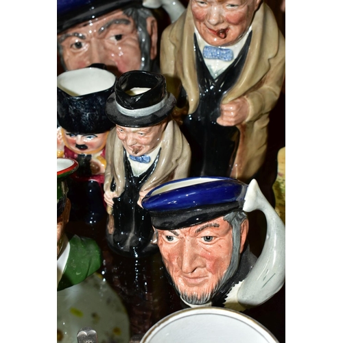 693 - A COLLECTION OF ROYAL DOULTON CHARACTER AND TOBY JUGS, TWO AIR MINISTRY EPNS TEASPOONS, ETC, includi... 