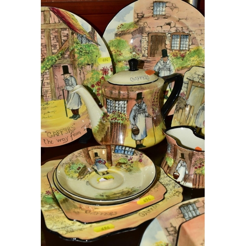 694 - A COLLECTION OF TWELVE PIECES OF ROYAL DOULTON 'GAFFERS' SERIES WARE, comprising two saucers, both s... 