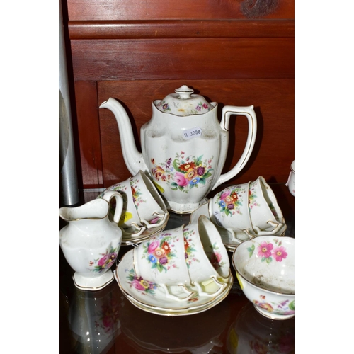 695 - A COALPORT 'JUNETIME' PATTERN FIFTEEN PIECE COFFEE SERVICE, comprising coffee pot, cream jug, sugar ... 