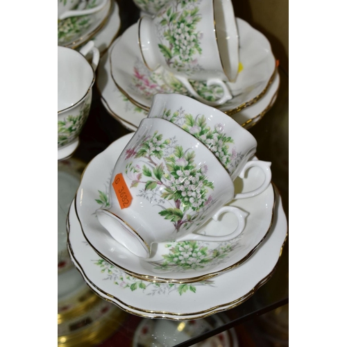 697 - A ROYAL ALBERT FRIENDSHIP SERIES 'HAWTHORN' PATTERN TEA SET, comprising milk jug, sugar bowl (chippe... 