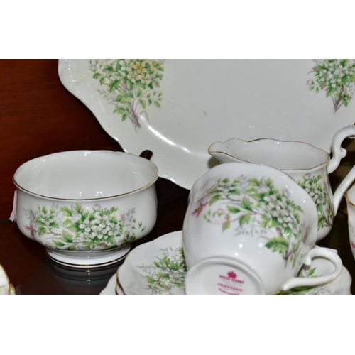 697 - A ROYAL ALBERT FRIENDSHIP SERIES 'HAWTHORN' PATTERN TEA SET, comprising milk jug, sugar bowl (chippe... 