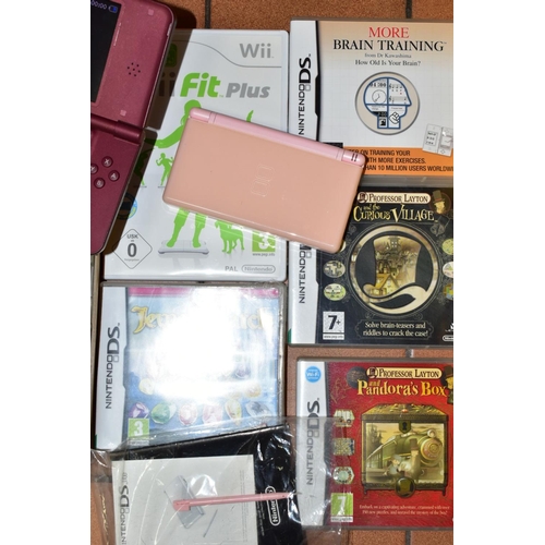 699 - A BOXED PINK NINTENDO DS LITE (SUN BLEACHED TO OUTER COVER) WITH INSTRUCTIONS AND SPARE STYLUS, a bu... 