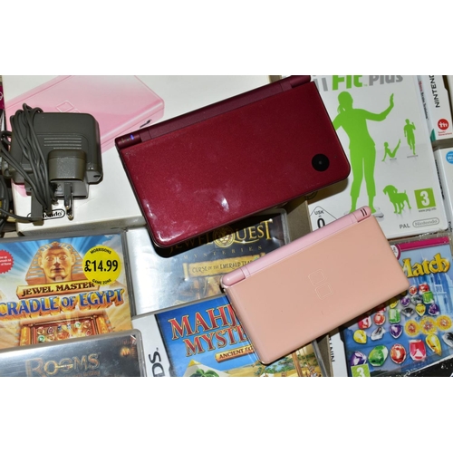 699 - A BOXED PINK NINTENDO DS LITE (SUN BLEACHED TO OUTER COVER) WITH INSTRUCTIONS AND SPARE STYLUS, a bu... 