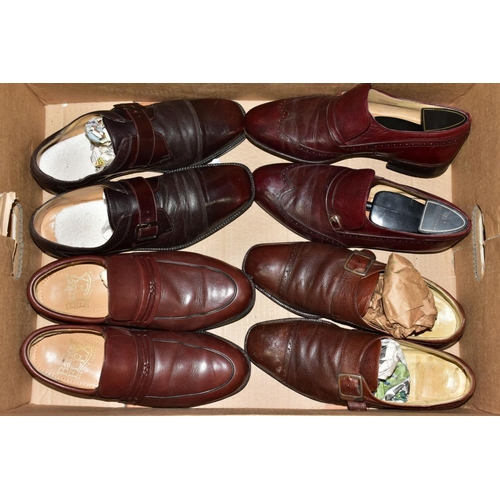 704 - A QUANTITY OF GENTLEMAN'S CLOTHING, comprising four pairs of unboxed shoes size 8½, three pairs by G... 