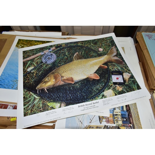 707 - A QUANTITY OF PRINTS, ETC, to include 'British Record Barbel' by Garry Cartwright, signed by 'Ray Wa... 