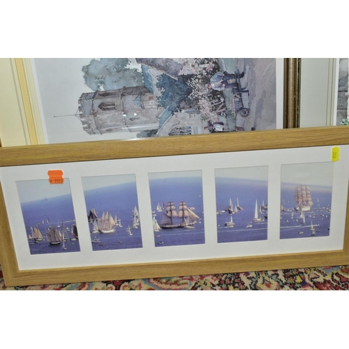 710 - FRAMED PRINTS, comprising a signed limited edition Eric Sturgeon rural village scene, framed, approx... 