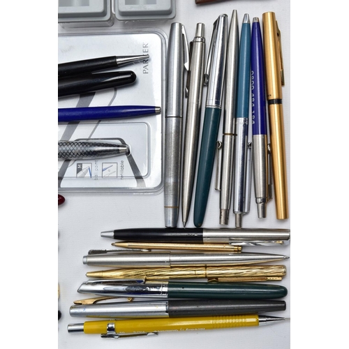 75 - A BOX OF PENS AND RETRACTABLE PENCILS, to include a variety of ball point, fountain pens and retract... 