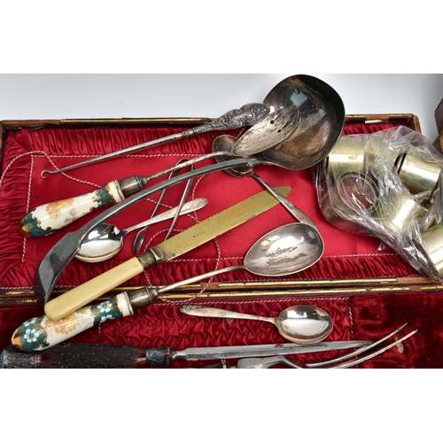 80 - A SELECTION OF WHITE METAL CUTLERY, to include a silver handled button hook hallmarked Birmingham, a... 