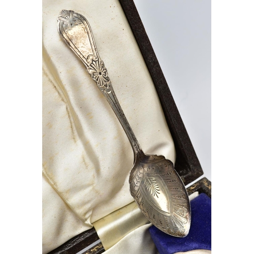 90 - A CASED SILVER VANITY SET WITH TWO CANDLE STICKS AND A TEASPOON, the brown case opens to reveal a th... 