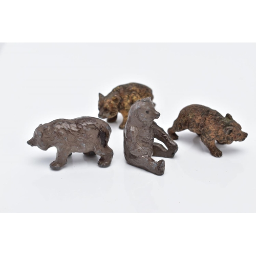 11 - A SMALL QUANTITY OF MINIATURE BEAR FIGURES, to include two painted lead bears one sitting and one in... 