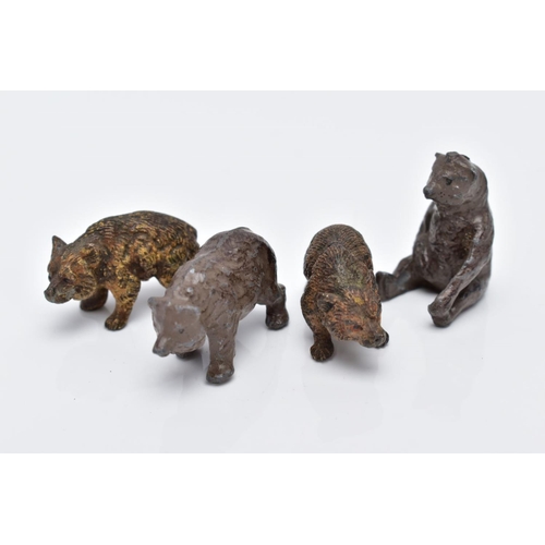 11 - A SMALL QUANTITY OF MINIATURE BEAR FIGURES, to include two painted lead bears one sitting and one in... 