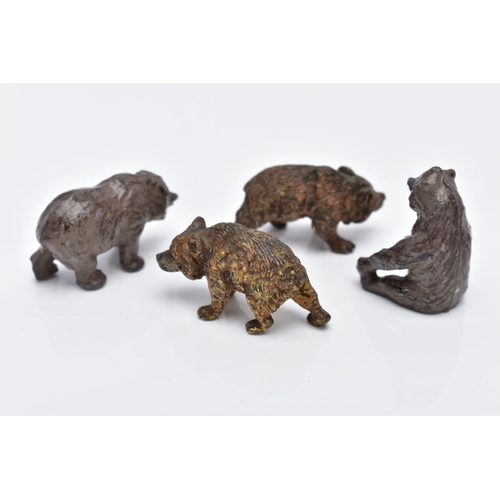 11 - A SMALL QUANTITY OF MINIATURE BEAR FIGURES, to include two painted lead bears one sitting and one in... 