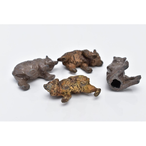 11 - A SMALL QUANTITY OF MINIATURE BEAR FIGURES, to include two painted lead bears one sitting and one in... 