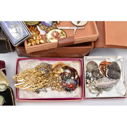 112 - TWO BOXES OF COSTUME JEWELLERY, FLATWARE AND ITEMS, to include a box of mostly costume jewellery suc... 