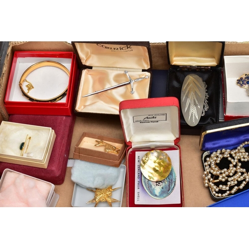 112 - TWO BOXES OF COSTUME JEWELLERY, FLATWARE AND ITEMS, to include a box of mostly costume jewellery suc... 