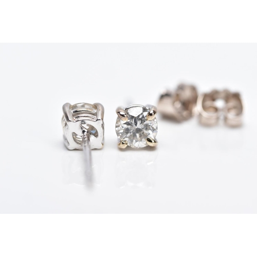 119 - A MODERN PAIR OF 18CT WHITE GOLD DIAMOND STUD EARRINGS, estimated total modern round brilliant cut w... 