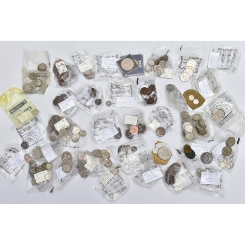 128 - A BOX OF MIXED UK COINTAGE, to include approximately 900 grams of .925 - .500 silver coins, some goo... 