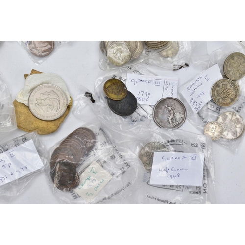 128 - A BOX OF MIXED UK COINTAGE, to include approximately 900 grams of .925 - .500 silver coins, some goo... 