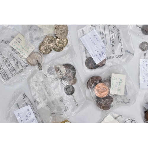 128 - A BOX OF MIXED UK COINTAGE, to include approximately 900 grams of .925 - .500 silver coins, some goo... 