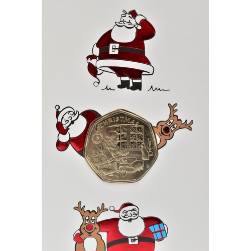 136 - CHRISTMAS ISLE OF MAN GROUP to include 2000 Dr John Kelly fifty pence, 1991 Manger fifty pence, 1997... 