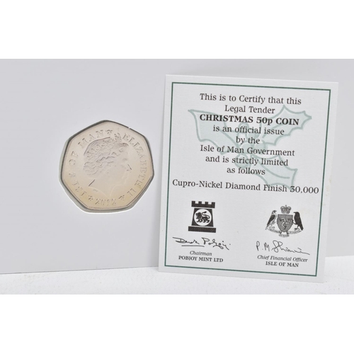 144 - ISLE OF MAN CHRISTMAS FIFTY PENCE 2012 Pobjoy diamond finish and coloured (angel) with a AA Mintmark... 