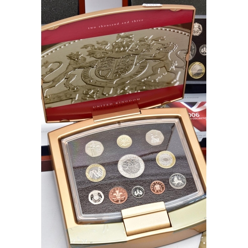 162 - ROYAL MINT EXECUTIVE PROOF COLLECTION OF COINS presented in a wooden fitted case 2004 ten coins, 200... 