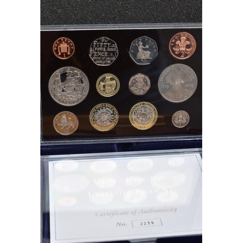 162 - ROYAL MINT EXECUTIVE PROOF COLLECTION OF COINS presented in a wooden fitted case 2004 ten coins, 200... 