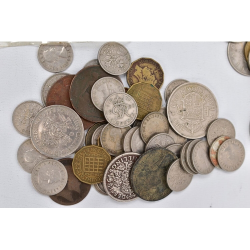 167 - A BOX OF BRITISH AND WORLD COINS to include some .925 and .500 silver coins, Victoria to George VI w... 