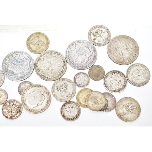 167 - A BOX OF BRITISH AND WORLD COINS to include some .925 and .500 silver coins, Victoria to George VI w... 