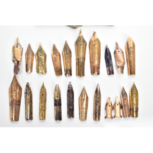 168 - A COLLECTION OF 14CT GOLD NIBS, of various sizes and condition, total approximate weight 5 grams and... 