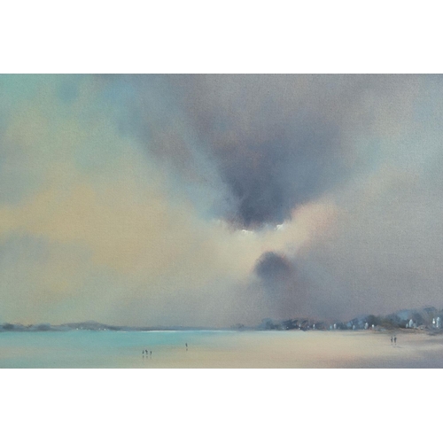 302 - CLAIRE GROSE (BRITISH CONTEMPORARY) 'A BREAK IN THE CLOUDS, WEST WHITTERING', a stormy coastal lands... 