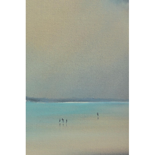 302 - CLAIRE GROSE (BRITISH CONTEMPORARY) 'A BREAK IN THE CLOUDS, WEST WHITTERING', a stormy coastal lands... 