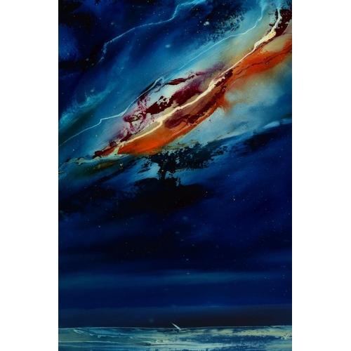 309 - JULIE ANN SCOTT (BRITISH CONTEMPORARY) 'YOU'RE ALWAYS WITH US', an abstract night sky over an ocean,... 