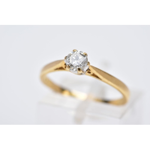 44 - A MODERN 18CT GOLD SINGLE STONE DIAMOND RING, estimated modern round brilliant cut diamond weight 0.... 