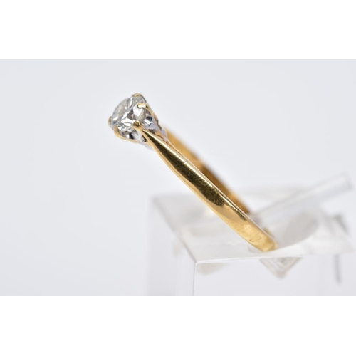 44 - A MODERN 18CT GOLD SINGLE STONE DIAMOND RING, estimated modern round brilliant cut diamond weight 0.... 