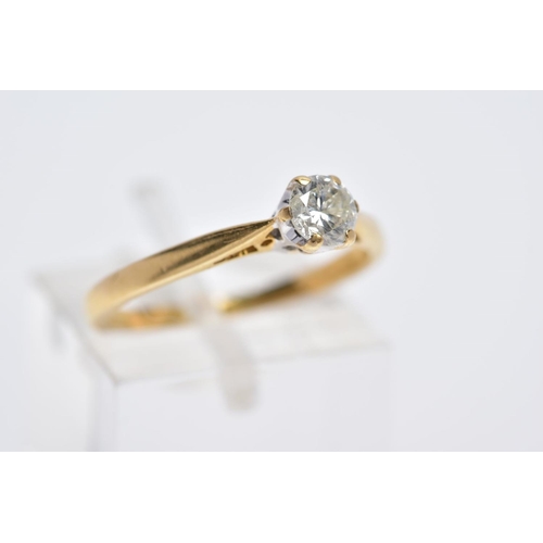 44 - A MODERN 18CT GOLD SINGLE STONE DIAMOND RING, estimated modern round brilliant cut diamond weight 0.... 