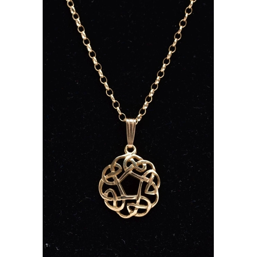 57 - A 9CT GOLD CELTIC KNOT PENDANT, the circular openwork Celtic knot pendant hallmarked 9ct gold Birmin... 