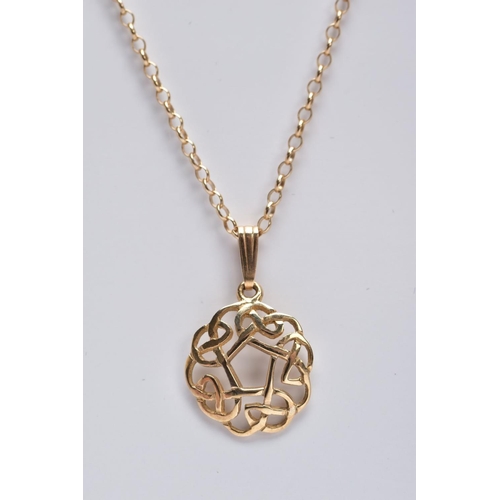 57 - A 9CT GOLD CELTIC KNOT PENDANT, the circular openwork Celtic knot pendant hallmarked 9ct gold Birmin... 