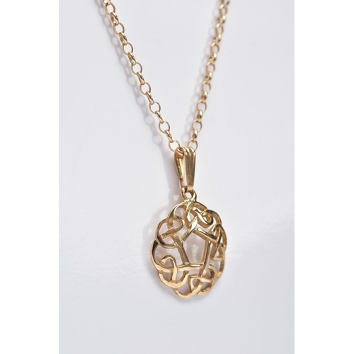 57 - A 9CT GOLD CELTIC KNOT PENDANT, the circular openwork Celtic knot pendant hallmarked 9ct gold Birmin... 