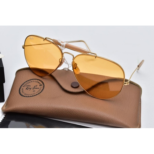 70 - TWO PAIRS OF RAY-BAN OUTDOORSMAN GLASSES, the first pair with yellow tinted sunglasses signed 'Ray-B... 