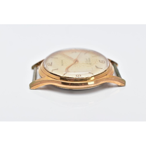 73 - A GOLD PLATED ROTARY WRISTWATCH, with a circular discoloured dial signed 'Rotary 25 Jewels Self Wind... 