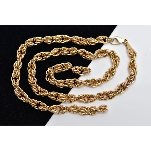 78 - A 9CT GOLD BYZANTINE CHAIN, (broken) chain, fitted with an oval trigger clasp, hallmarked gold Birmi... 