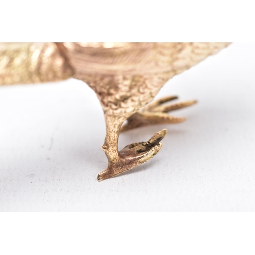 81 - A 9CT GOLD PHEASANT, realistically textured, hallmarked 9ct gold Birmingham 1974, unreadable makers ... 